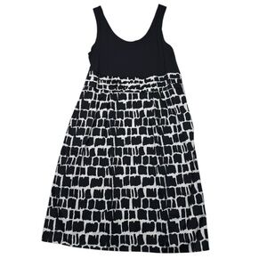 Boden Sleeveless Dress Black White Printed Skirt